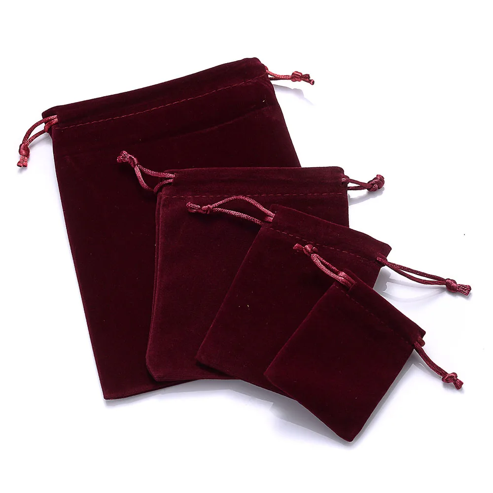 10pcs Velvet Bag Drawstrings Pouches Jewelry Gift Display Packing Bags Fashion Flannel Bags 5x7cm 7x9cm 10x12cm 13x18cm