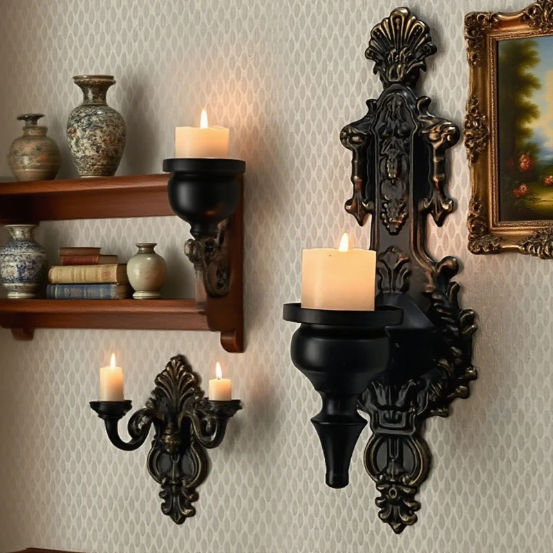 Cast Iron Wall Mounted Candle Holder Rustic Home Decor