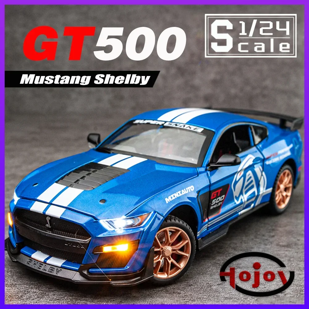

Металлическая игрушка в масштабе 1/24 Mustang Shelby GT500, литые модели автомобилей и грузовиков, детские игрушки для мальчиков, детские автомобили, коллекция хобби
