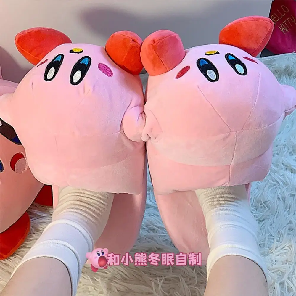 

Anime Kirby Big Head Plush Slippers Women Kawaii Cartoon New Home Cotton Shoes Winter Warm Pink Girly Heart Cute Student Indoor