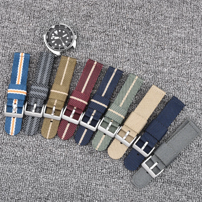 Woven Nylon Strap 18mm 20mm 22mm 24mm Stainless Steel Buckle Quick Release Men Replacement Bracelet Wrist Band Watch Accessories