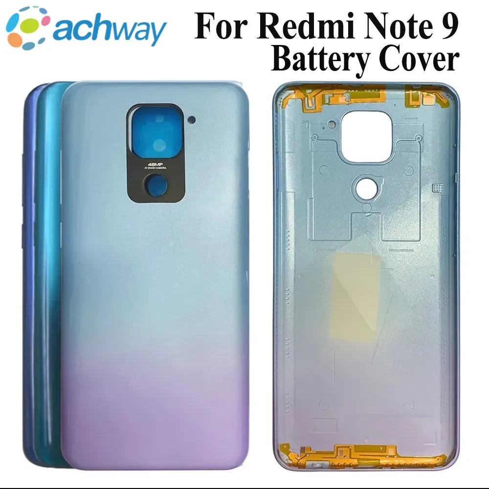 

Новая стеклянная крышка для Xiaomi Redmi Note 9, задняя крышка батарейного отсека, задний корпус M2003J15SC M2003J15SG, Крышка батарейного отсека с объективом