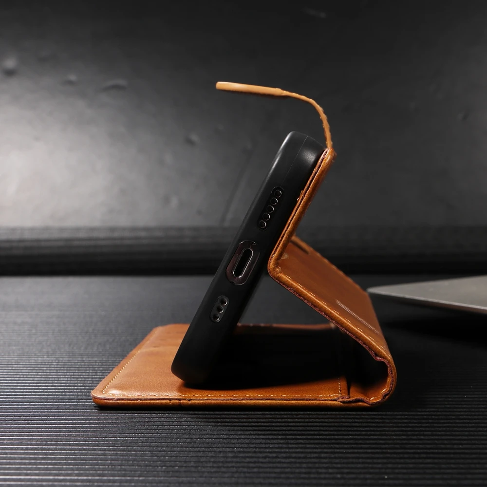 Premium Magnetic Leather Wallet Case with Card Slots and Cover