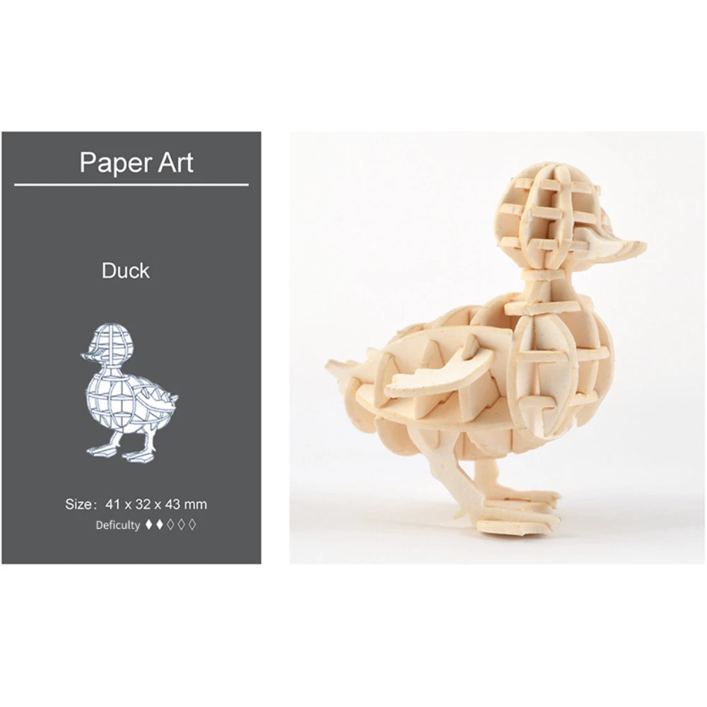 DIY Mini Animal Paper Puzzles Craft Toys Kids Eductianal Assembling Building Jigsaw 3D Duck Model Kits for Teen Montessori Gift 6