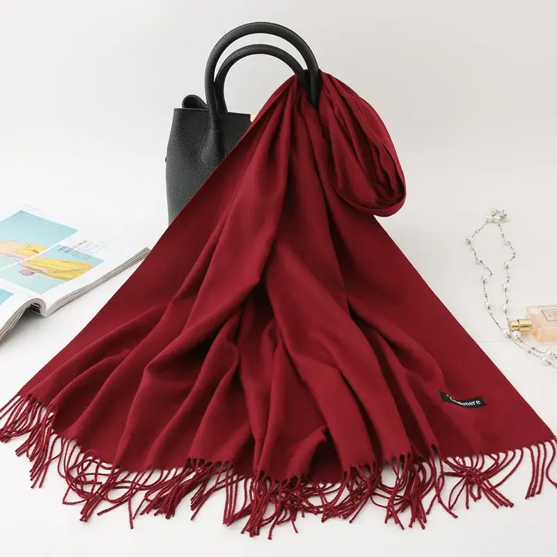 Solid Color Cashmere Scarf for Men Winter Pashmina Warm Neckerchief Navy Black Gray Men's Business Scarves Male Bufandas Shawls - Image 12