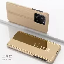 Elegant Smart Mirror Flip Case - Sleek Protective Cover with Interactive Display - Samsung M31 (Gold)