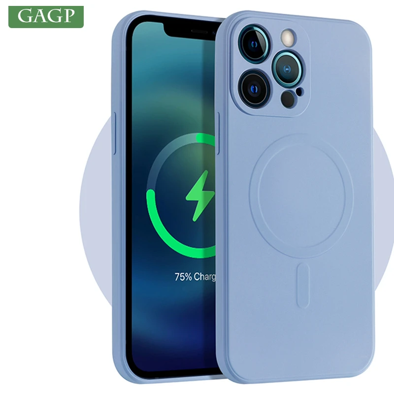 Magsafing Case Wireless Charging Cover For iPhone 13 12 11 Pro Max 11 7 8 Plus X Xs Xr Liquid Silicone Magnetic Shockproof Coque6. Color : Black,Blue,Red,Green,Pink,Purple apple 13 case