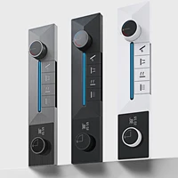 ระบบฝักบัวแบบติดเพดานสีเทากันเมทัล 4 ฟังก์ชั่น พร้อมตัวควบคุมอุณหภูมิแบบเทอร์โมสแตติกทองเหลืองในตัวและหน้าจอ LED สำหรับห้องน้ำ 3