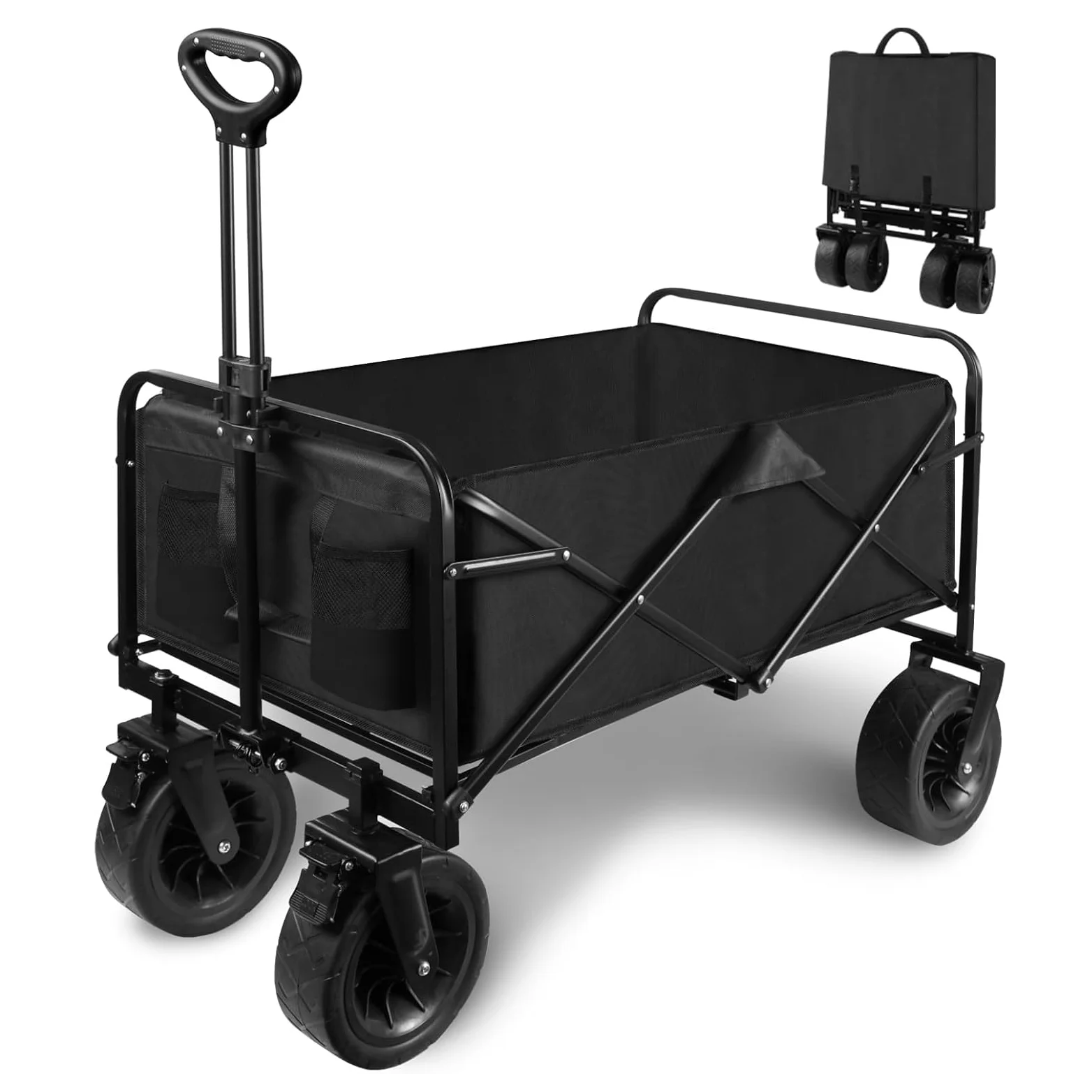 Foldable Garden Cart with Wheels, Heavy-Duty Large Capacity Portable Utility Wagon Trolley for Outdoor/Home/Garden