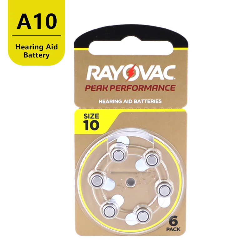 RAYOVAC PEAK Zinc Air 60 PCS High Performance Hearing Aids Batteries A10 10A 10 PR70 Hearing Aid Battery A10 For Hearing Aids