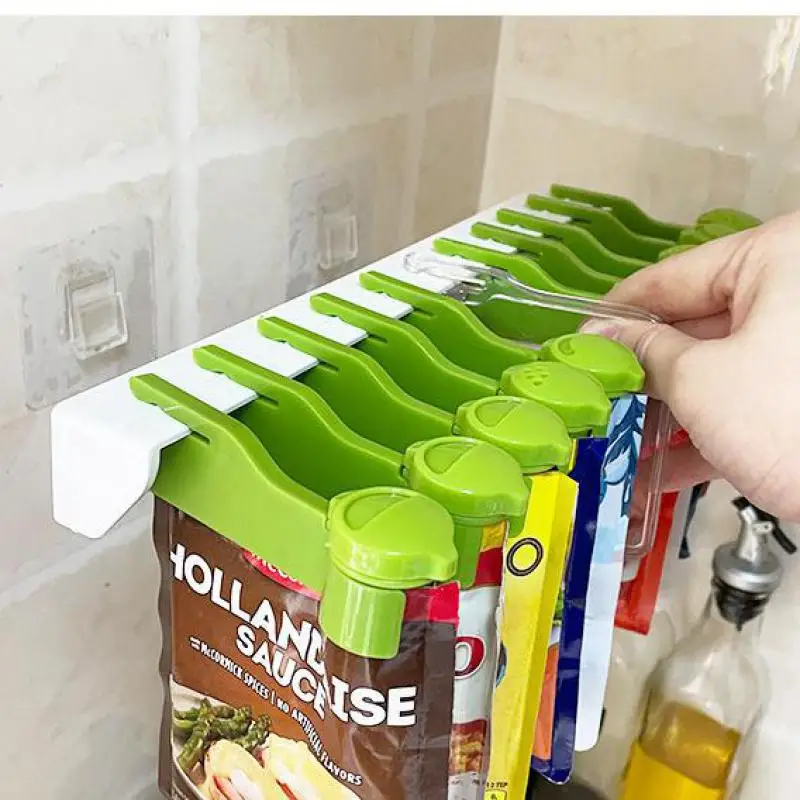 6/10 Holes Spice Bag Holder Set Seasoning Organizer Storage Rack with  Dispenser Sealed Clip Kitchen Cabinet Wall Mounted Hanging