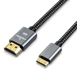 Ultra High - Definition 4K Braided Mini HDMI to HDMI Cable - High - Speed Bi - Directional Connectivity - 3m (Mini HD to HD)