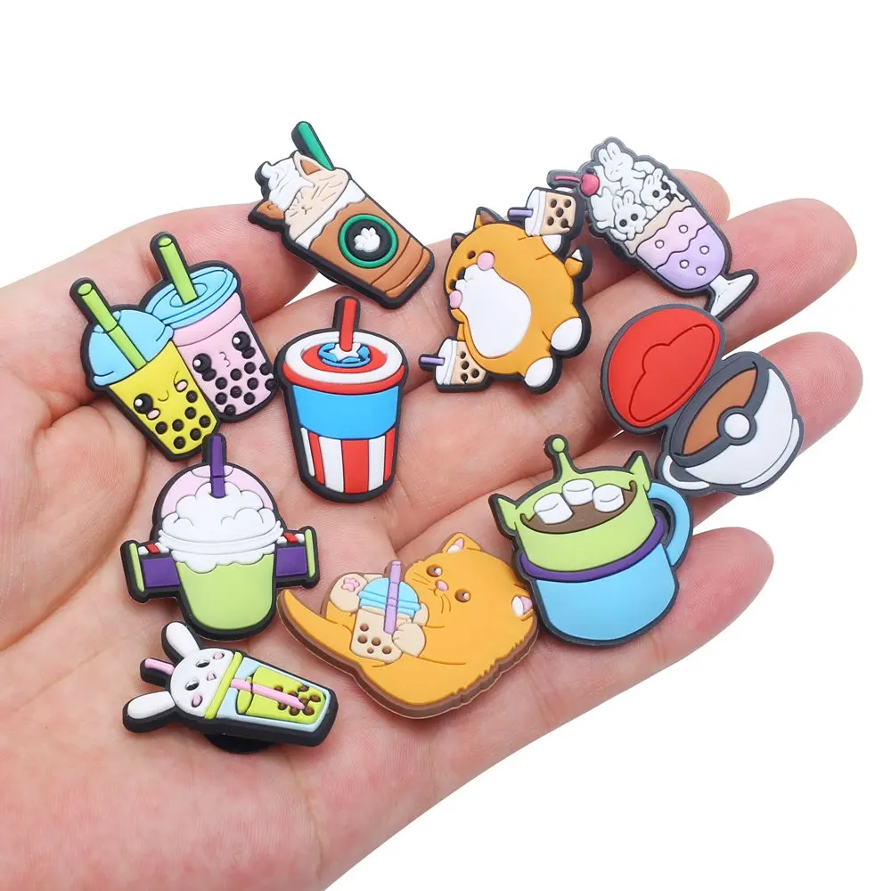 

1 шт. Симпатичные Подвески для обуви из ПВХ в виде напитков для кофе, аксессуары для кроссовок, украшения, детский подарок, оптовая продажа