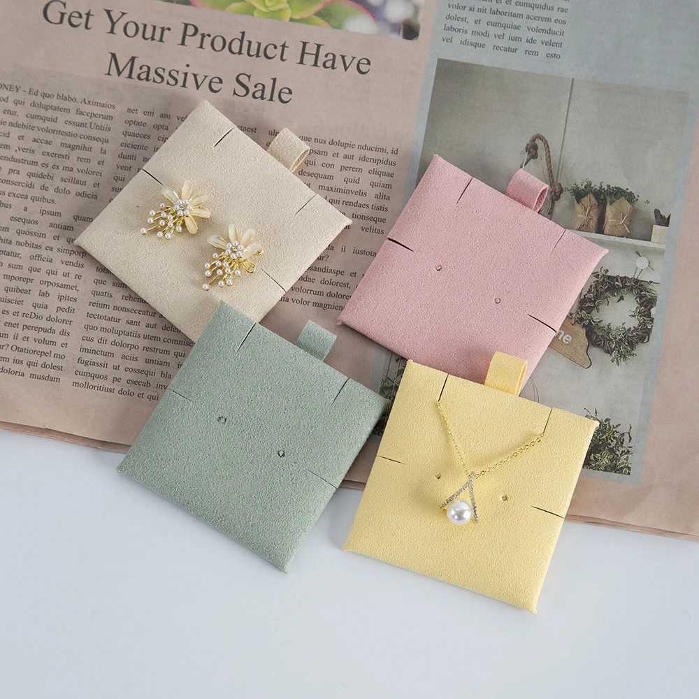 6x6cm Yellow Beige Handmade Jewelry Packaging Necklace Earring Bracelets Display Card Jewelry Box Pouch Insert Pad Can Custom custom recyclable n ooden card custoized logo engraved cr80 n rfid ood card for busins accs control hotel card