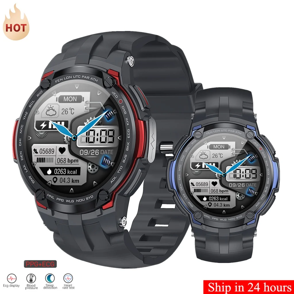 

V6 Smart Watch ECG+PPG HRV Heart Rate Blood Pressure Blood Oxygen Outdoor Sports Watch IP68 Waterproof 30 Days Standby Watch