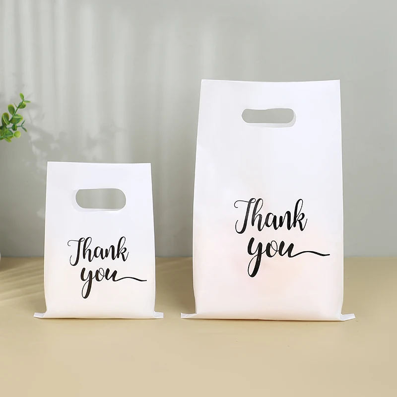 30 Stück Dankeschön-Kunststoffhandtaschen, wiederverwendbare Einkaufstaschen, Hochzeit, Geburtstag, Party, Dekoration, Gastgeschenk, schwarz-weiße Warenbeutel – Detail 5