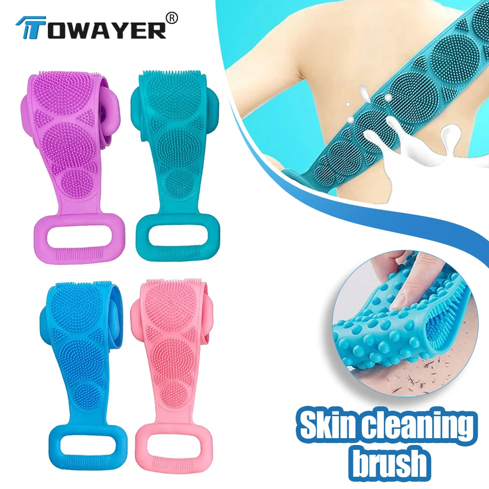 Bath exfoliating brush Body Sponge Silicone Brush Bath Towel Bath Gel Cleansing Skin Brush Massage Shower Extended Scrubber