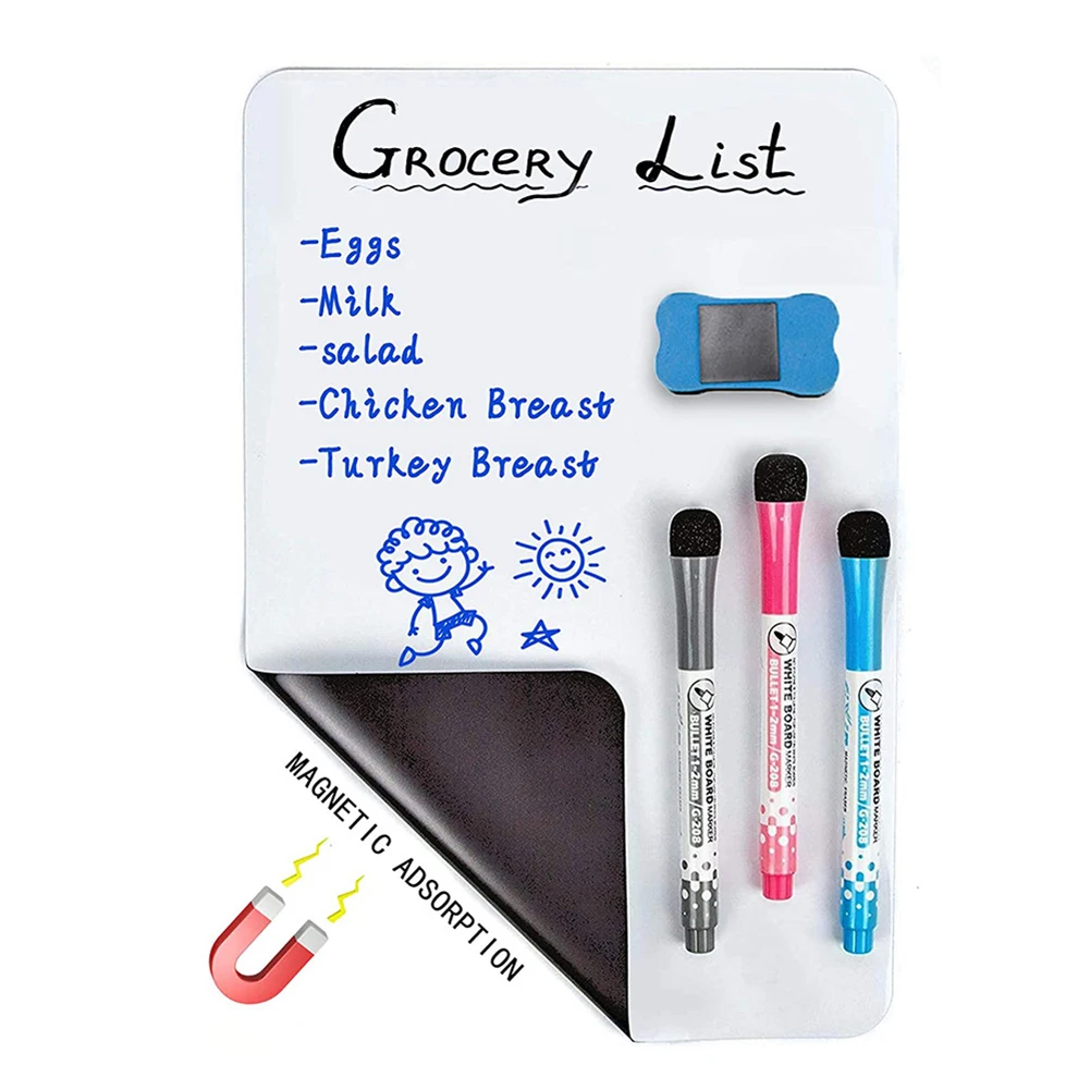 A3 A4 Size Magnetic Kitchen Flexible Pad Fridge Stickers Memo Message Board Whiteboard Dry Erase White Boards Soft Home Office