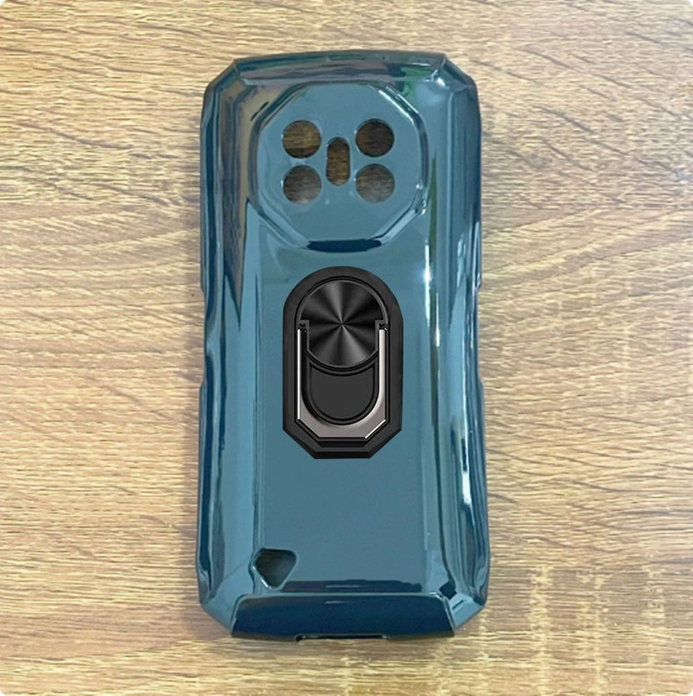 Enhanced Soft TPU Silicone Phone Case with Back Finger Ring Bracket - Fits 5.5 Phones