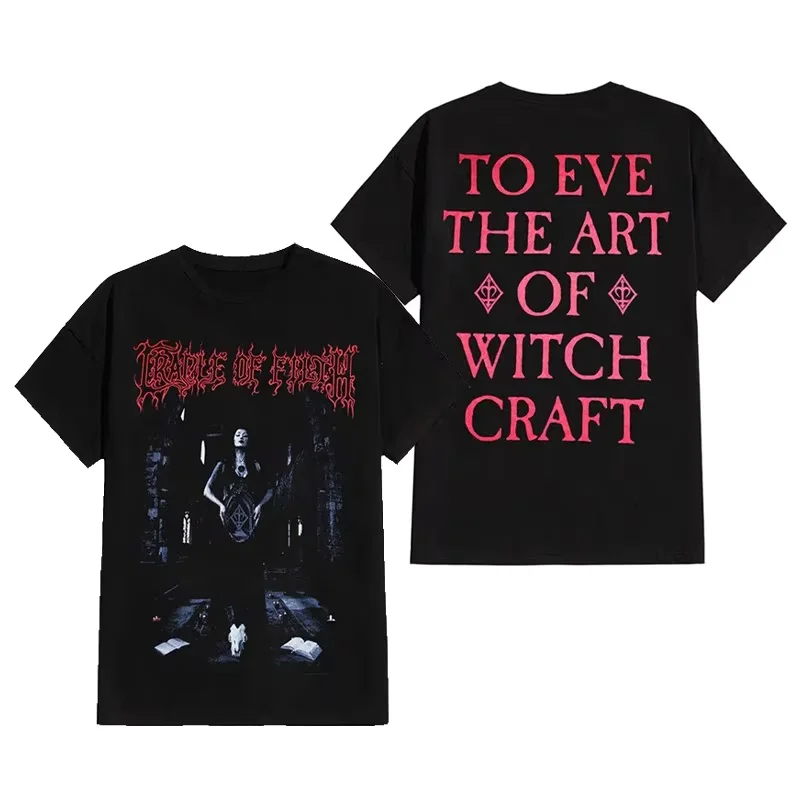 Klassisches Cradle of Filth Band Extreme Gothic Black Metal Casual T-Shirt aus Baumwolle mit Grafikdruck für Herren und Damen, Sommer-Streetwear