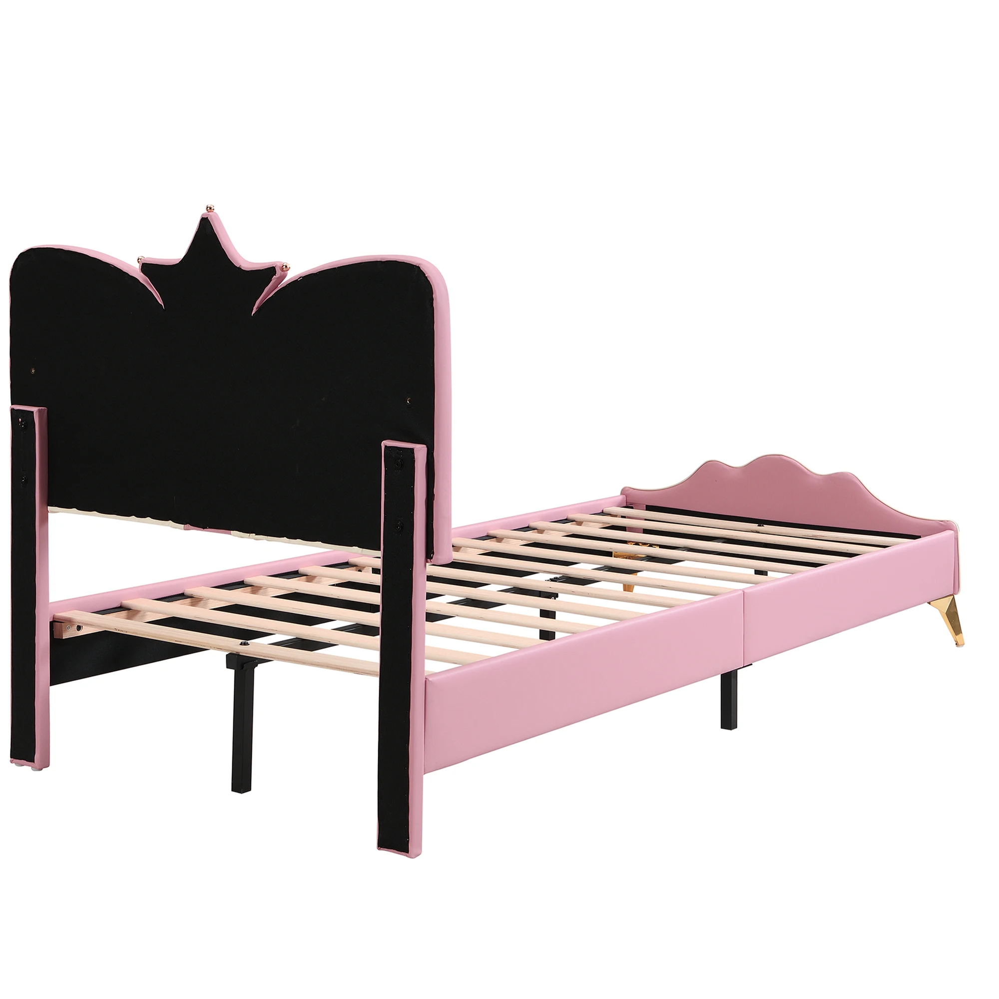 Gepolstertes Bett, Einzelbett, Kinderbett, kronenförmiges Kopfteil, weicher, stoßdämpfender Schwammrand und Kopfteil – Detail 18