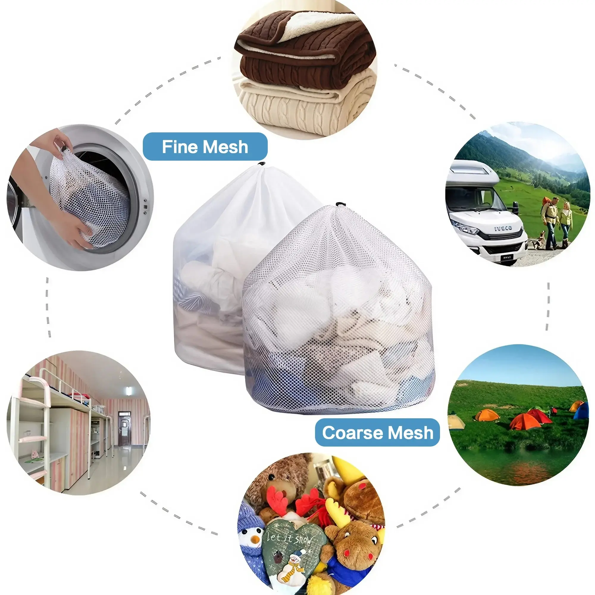 1PC Mesh Laundry Bag - Machine Washable Drawstring Design Travel Wash Bag for Blouses, Hosiery, Stockings, and Underwear 5