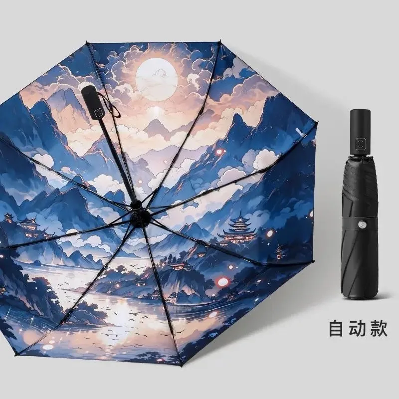 Tian Guan Ci Fu,Heaven officials blessing,Chinese style Anime,Anti-UV,Automatic Rain Compact Umbrella for Woman Man