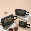 Black Layer Travel Cosmetic Bag Large Capacity Mesh Makeup Bag Makeup Storage Pouch Travel Toiletries Cosmetic Storage Bags 2
