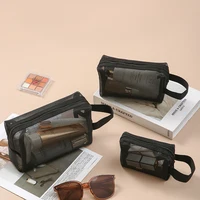Black Layer Travel Cosmetic Bag Large Capacity Mesh Makeup Bag Makeup Storage Pouch Travel Toiletries Cosmetic Storage Bags 2