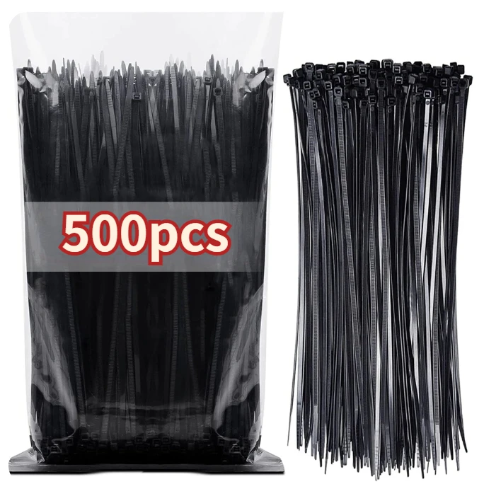 

500/100Pcs Nylon Cable Ties Adjustable Self-locking Cord Ties Straps Fastening Loop Reusable Plastic Wire Ties For Home Office