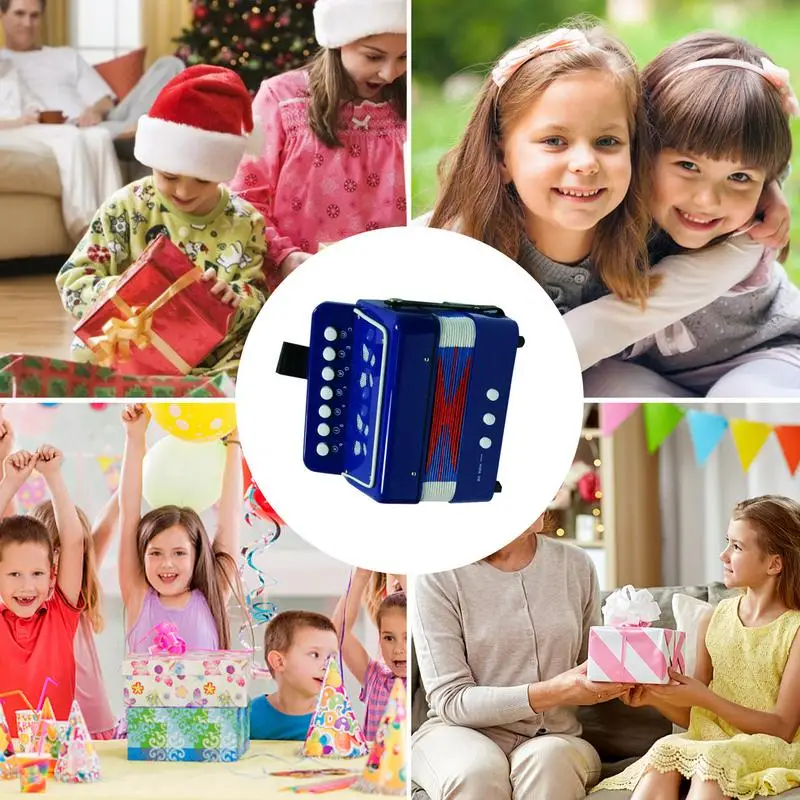 Kids Accordion Toy Instrument Toy Button Accordion For Kids Portable 7 Keys Button Small For Beginners Boys And Girls Kids Accordion Toy