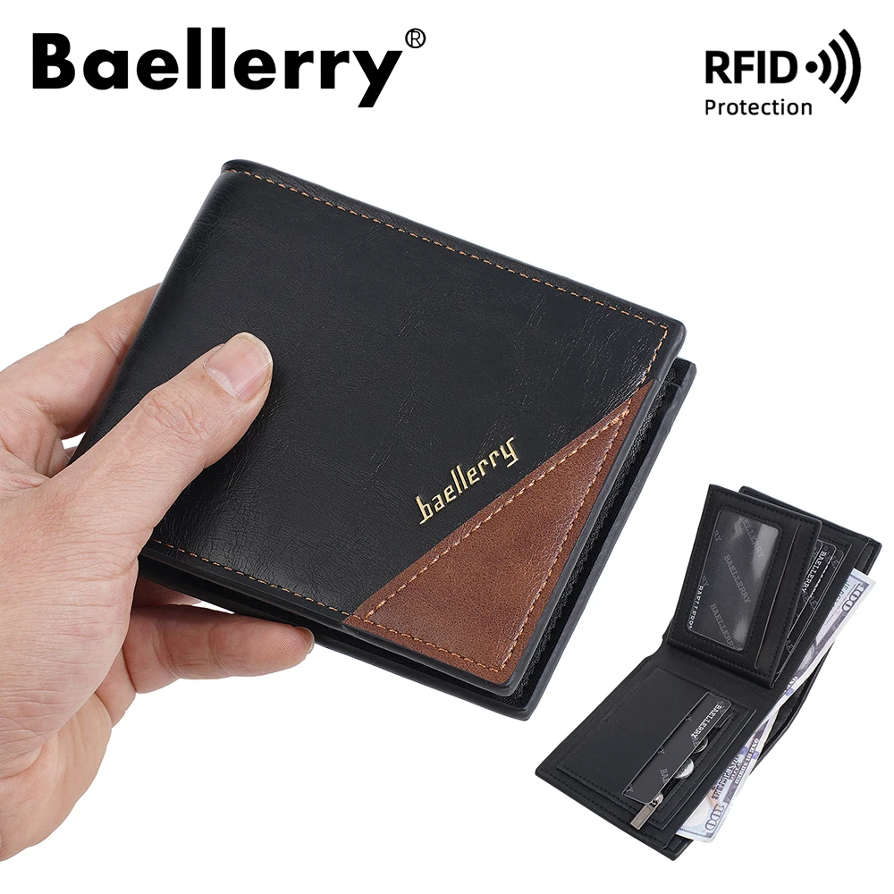 Baellerry Ultra Thin Men's RFID Blocking Wallet with Zippered Coin Pocket, Slim Minimalist Anti-Skimming Bifold Card Holder for