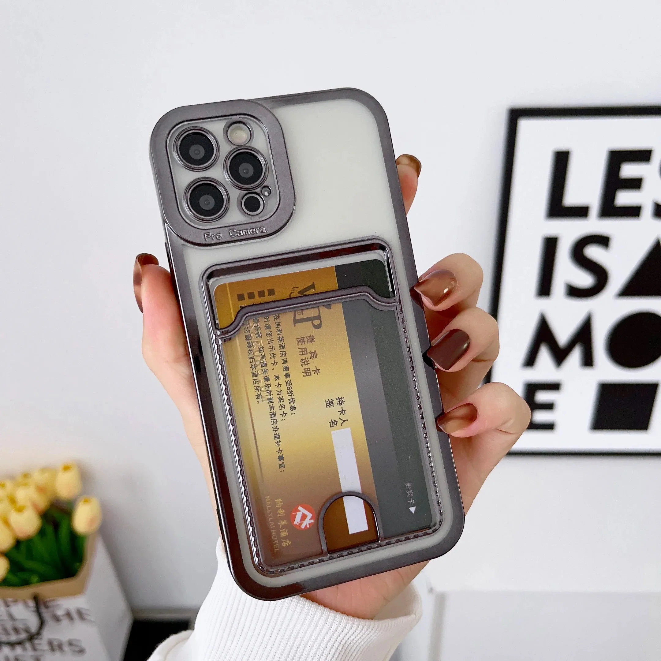 Sleek Silicone Card Slot Wallet Case - Shockproof and Clear Design
