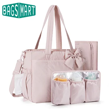 BAGSMART Borsa per pannolini per mamma Organizer per passeggino Borsa multifunzionale per pannolini per bambini con borse per maternità di grande capacità che cambiano