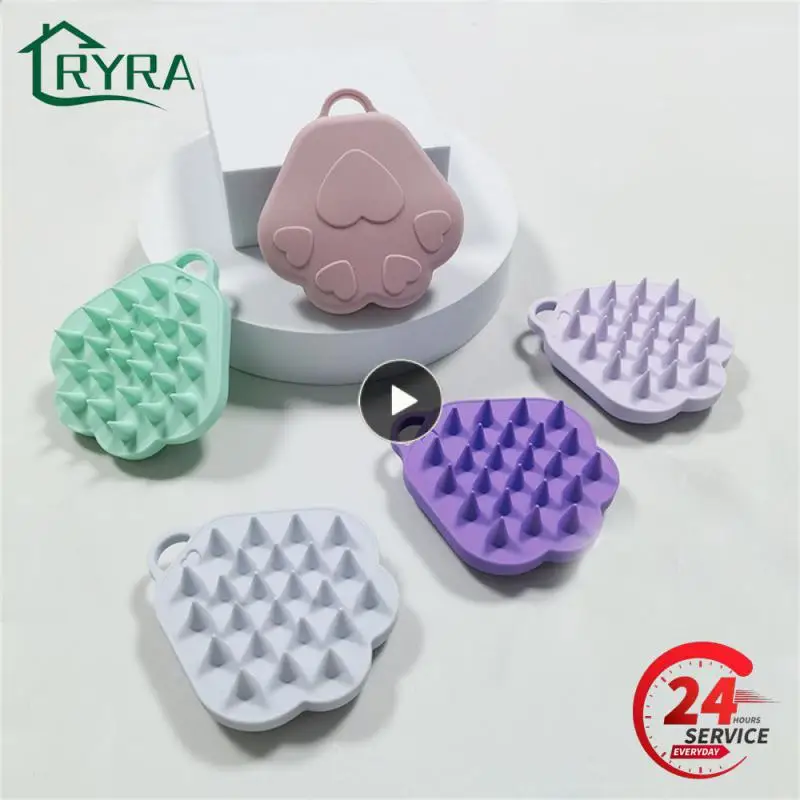 

Shampoo Brush Silicone Material Round Hanging Hole Comfortable Grip Easy To Carry Silicone Shampoo Brush Light Grey