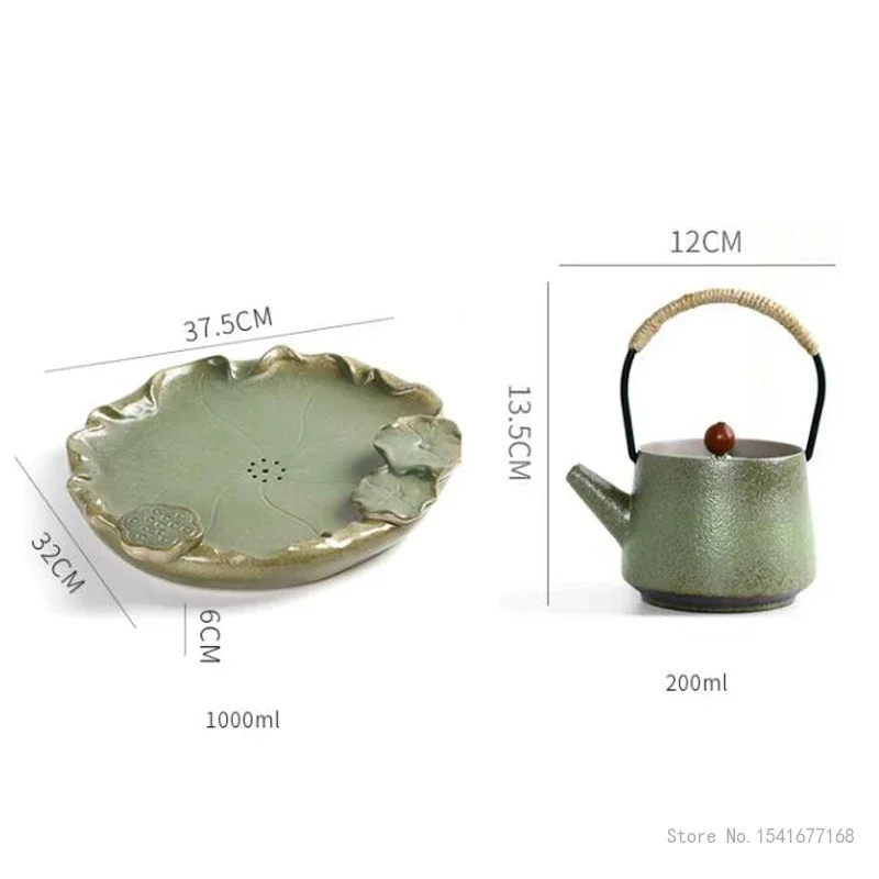 Chinese Style Ceramic Dry Tea Making Platform Household, Office Water Storage Type, Lotus Leaf Tea Tray, Drainage Tray, Creative