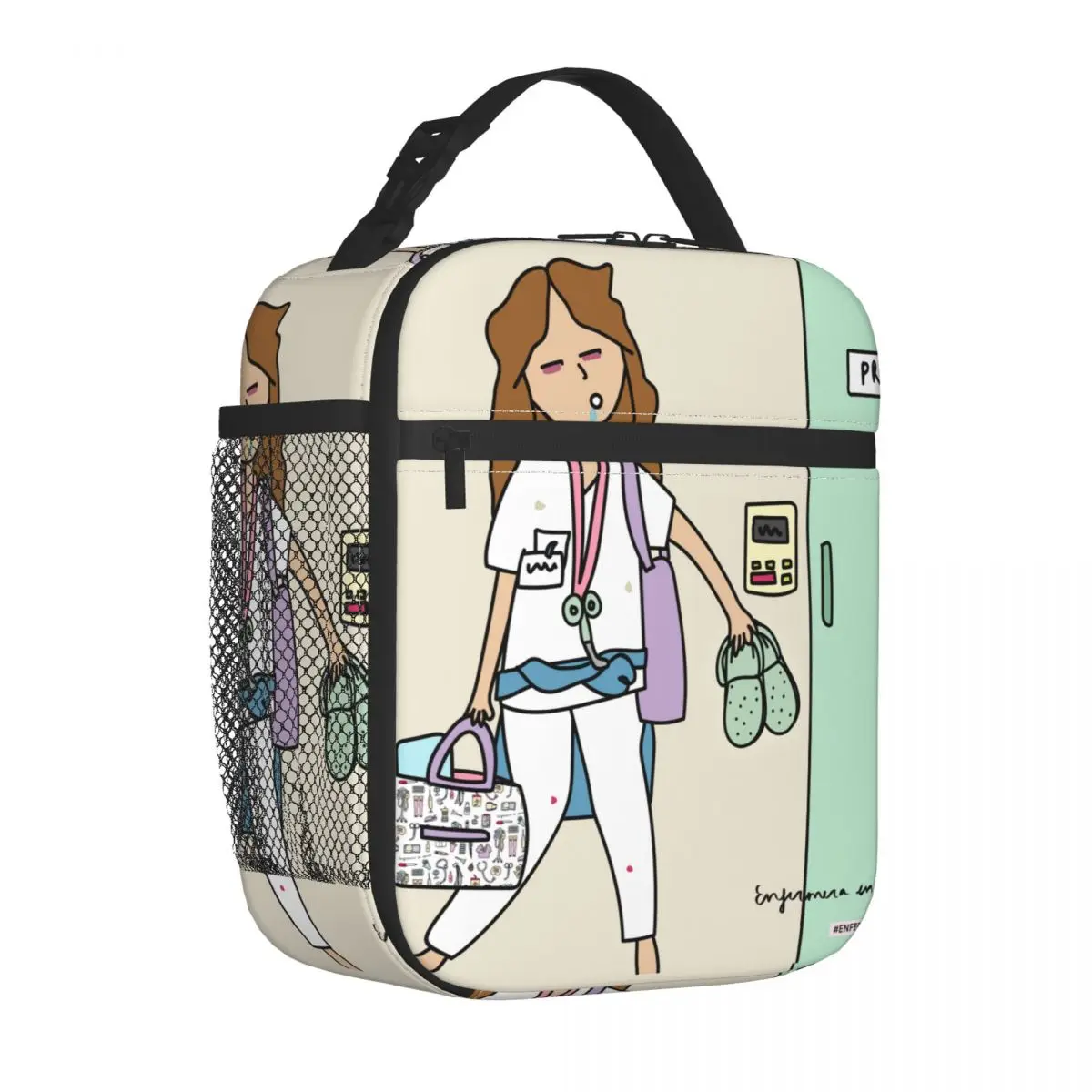 

Insulated Lunch Bag Enfermera En ApurosNurse Health Lunch Container Cooler Bag Tote Lunch Box College Travel