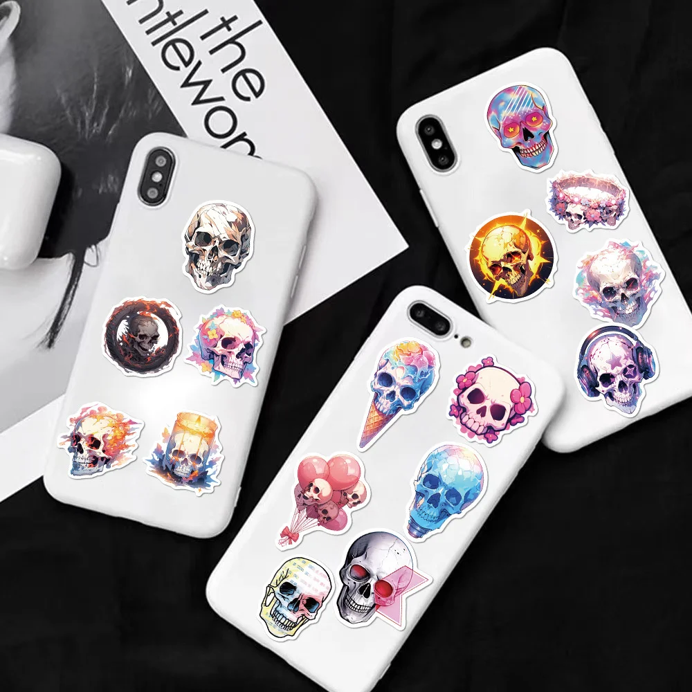 50pcs Halloween Fantasy Skull Stickers Pack Phone Laptop Scrapbook Suitcase Ipad DIY Vintage Sticker Journaling Materials