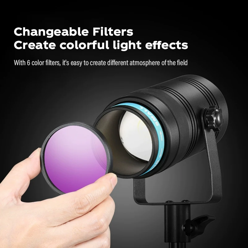 Soonpho Led Lights Projector for Live Streaming Background Atmosphere Photo Lighting with Color Card DIY Snoot Optical Spotlight
