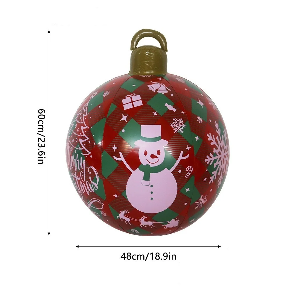 thumbnail image 1 of Bola navideña inflable de PVC de 24 pulgadas, bola grande decorada para exteriores, adornos navideños de Año Nuevo, bolas de decoración navideña, 1 of 5