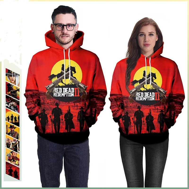 

B101-280 New Fashion Wild Escort 2 Red Dead Redemption 2 3D Digital Printing Hooded Sweater