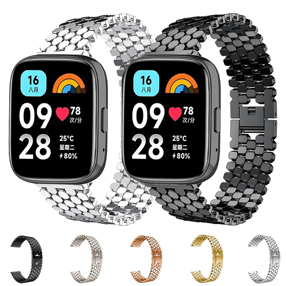 

Ремешок из нержавеющей стали для Redmi Watch 3 Lite, регулируемый металлический браслет для Redmi Watch 3 Active, Samsung Gear, 22 мм 20 мм