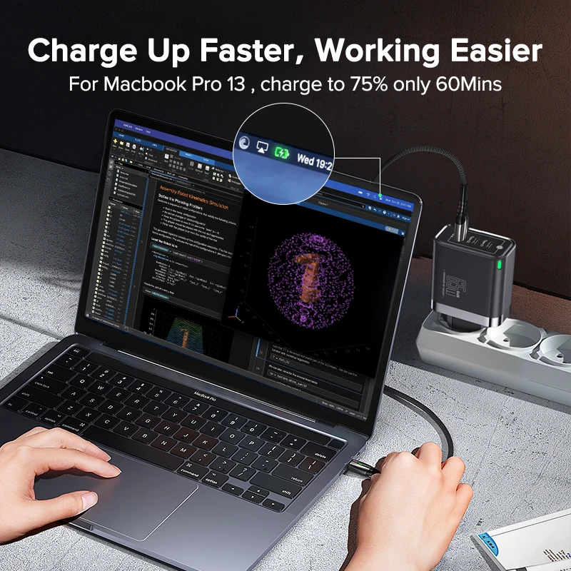 QOOVI 65W GaN Oplader USB-C Hurtigopladning QC4.0 PD Adapter til MacBook iPhone Samsung - Image 3
