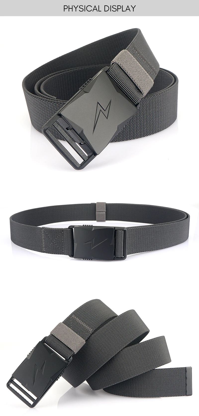 KOLBER Magnetic Elastic Belt for Men Quick Release Buckle Tactical Outdoor Belt Premium Nylon Casual Belt Stretch Waistband Male
