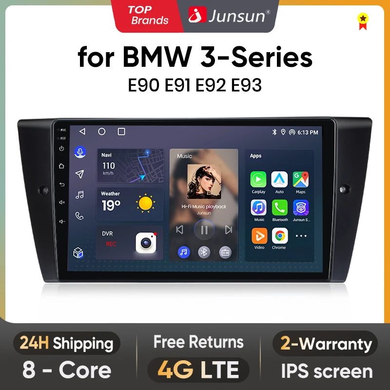 Android 13 Car Stereo For BMW 3 Series 2005-2013 - 9 Inch Touchscreen With Wireless CarPlay