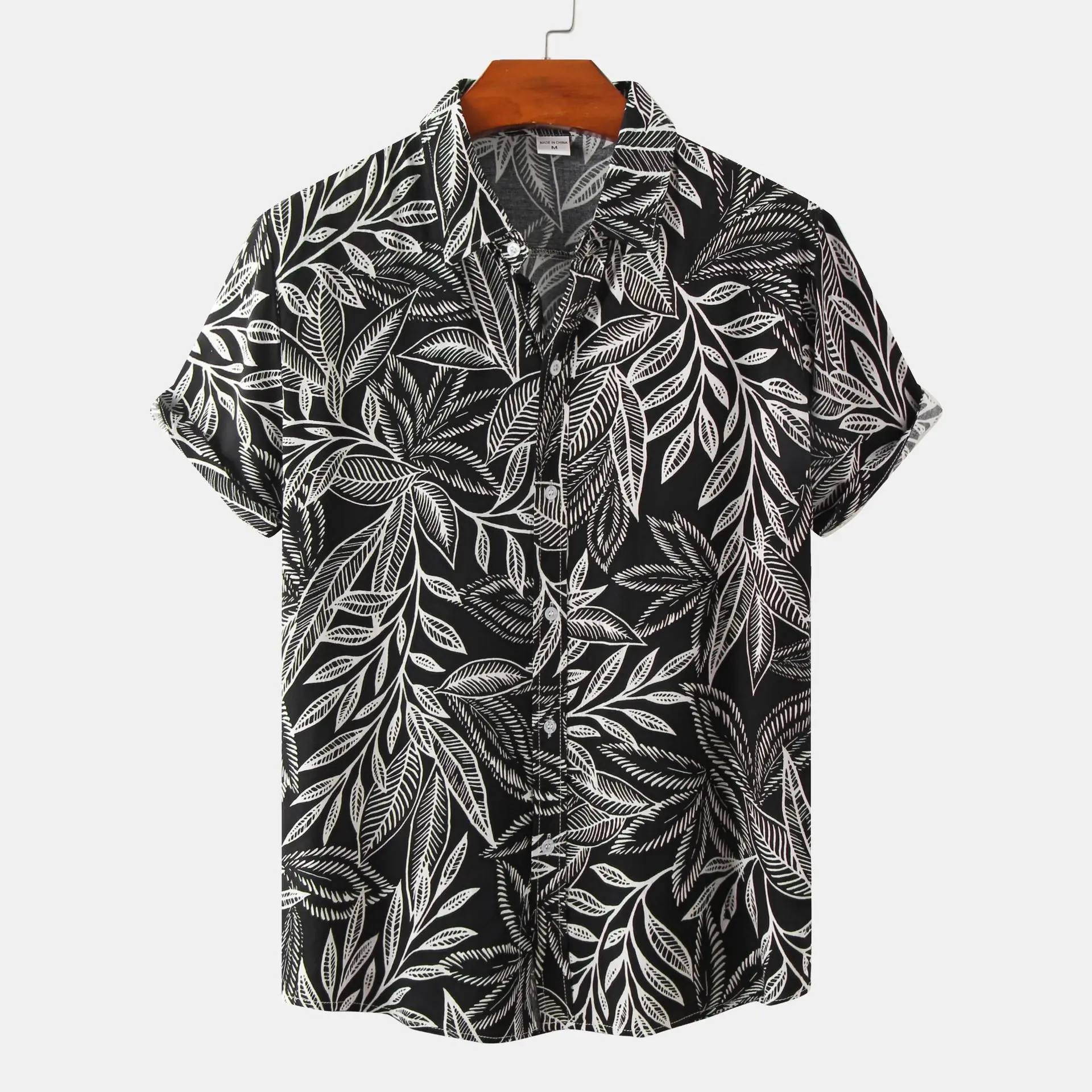 

Men's Plus Size Loose Summer Short Sleeve Shirt Vintage Geometric Hawaiian Beach Male Shirts Casual Blouse For Men