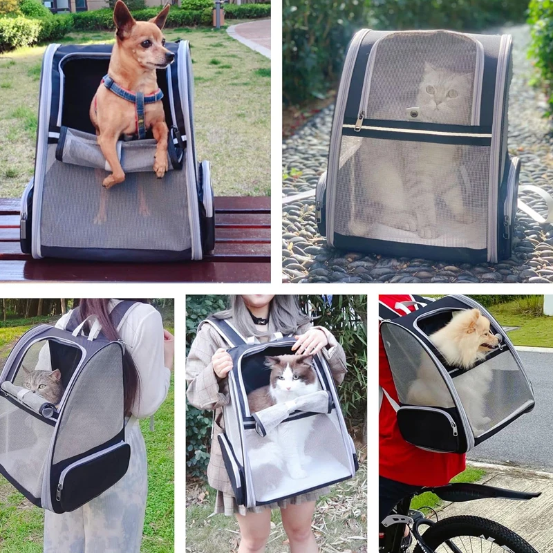 Pet Supplies Mesh Breathable Double Shoulder Dog Backpack Outdoor Travel Cat Bag For Cats And Puppy Carrying Pet Supplies
