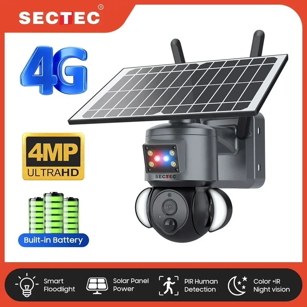 2023년 트렌드 인기 상품 가정용 실외 네트워크 카메라 4MP 보안 시스템 무선 와이파이 4G 태양광 감시 카메라