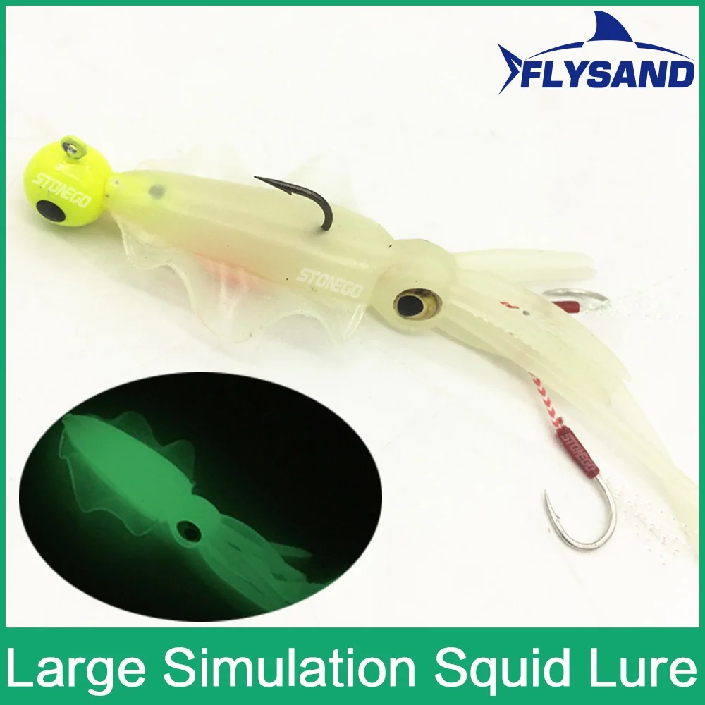 FLYSAND Leucht Octopus Tintenfisch Rock Meer Angeln Wobbler Köder Tintenfisch Jig Angeln Thunfisch Köder Jig Kopf Haken 130mm Angeln Köder