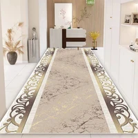 Luxury Gold Long Corridor Carpet European Style Hall Runner Carpets Stairway Rug Non-slip Washable Aisle Floor Mat Customizable 1